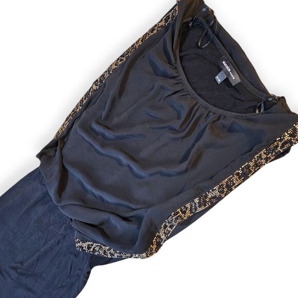 Waggon Paris Sleeveless Black Animal Print Trim Mini Dress Medium - Picture 4 of 10